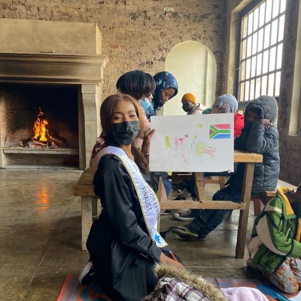 woman smiling with children